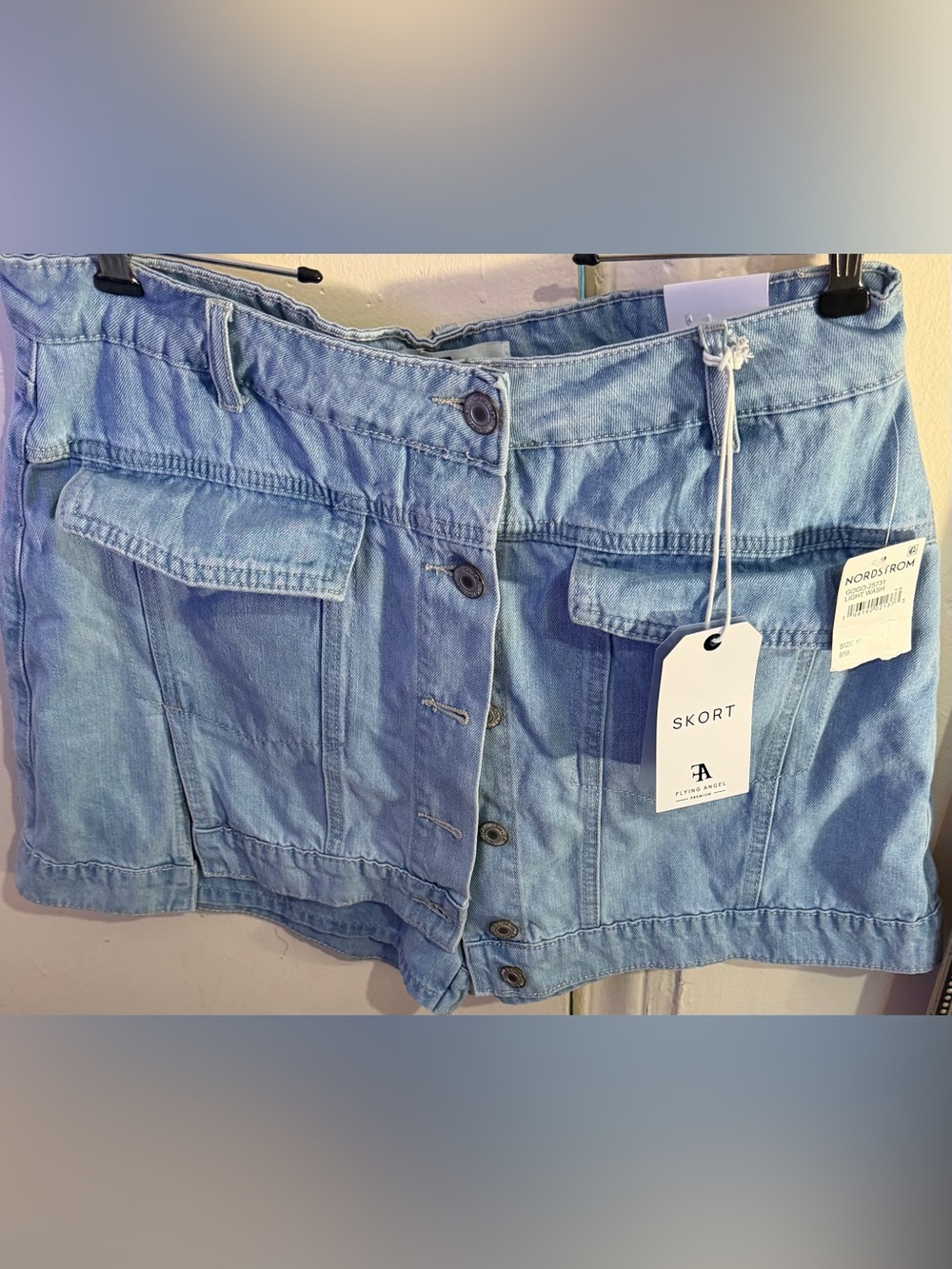 Flying Angel Light Blue Denim Skort with Button-Front Detail